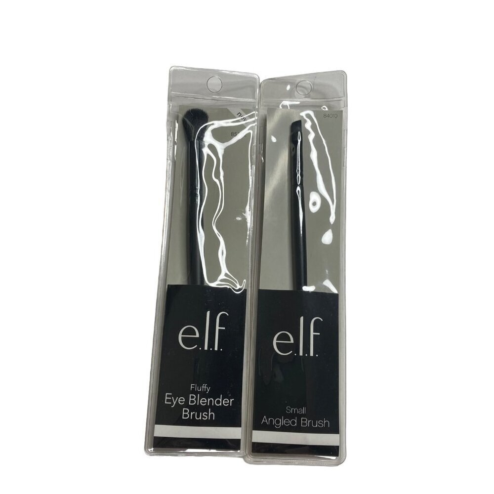 E.L.F. Set of 2 Brushes Fluffy Eye Blender + Small Angled Brush‎ Make Up New ELF